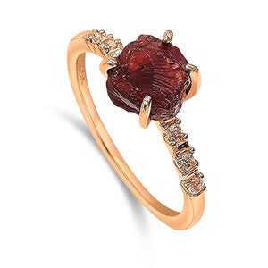 Raw Garnet Crystal Ring - Uniquelan Jewelry