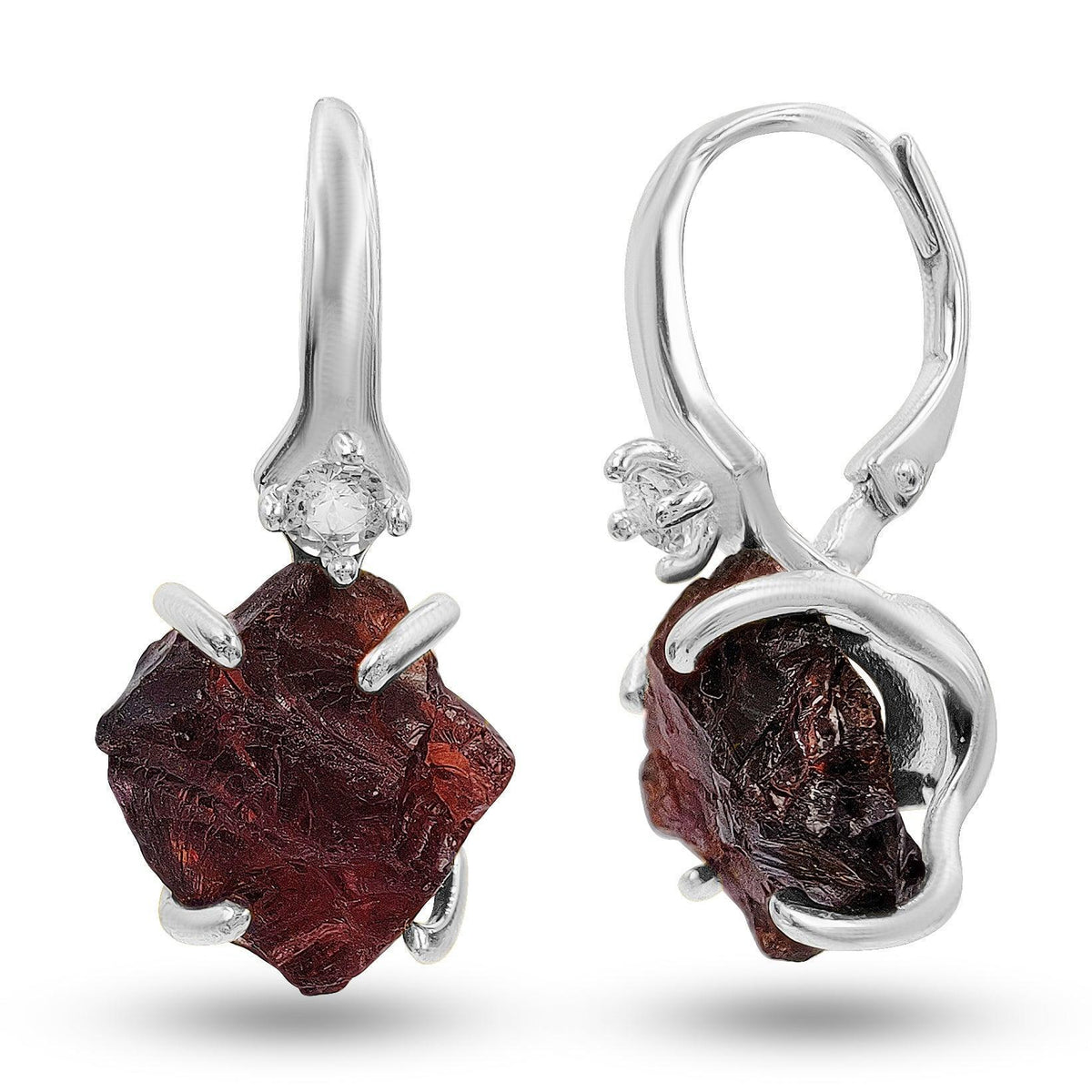 Raw Garnet Drop Earrings - Uniquelan Jewelry