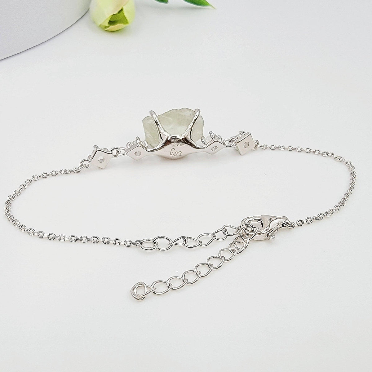 Raw Green Amethyst Chain Bracelet - Uniquelan Jewelry