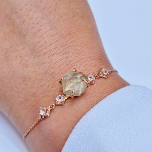 Raw Green Amethyst Chain Bracelet - Uniquelan Jewelry