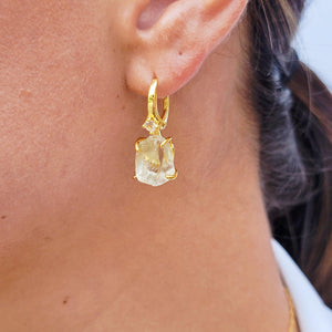 Raw Green Amethyst Drop Earrings - Uniquelan Jewelry