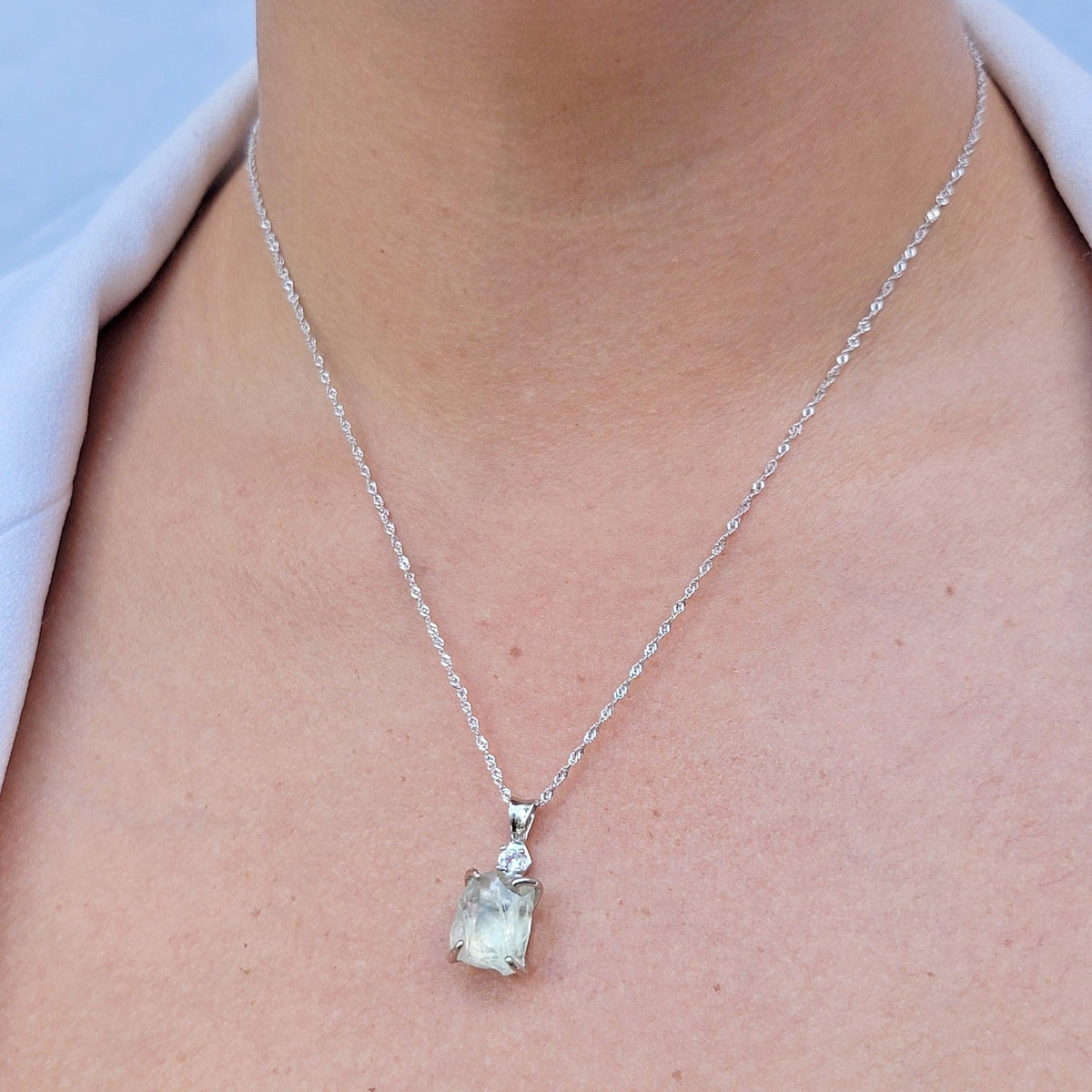 Raw Green Amethyst Necklace Set - Uniquelan Jewelry