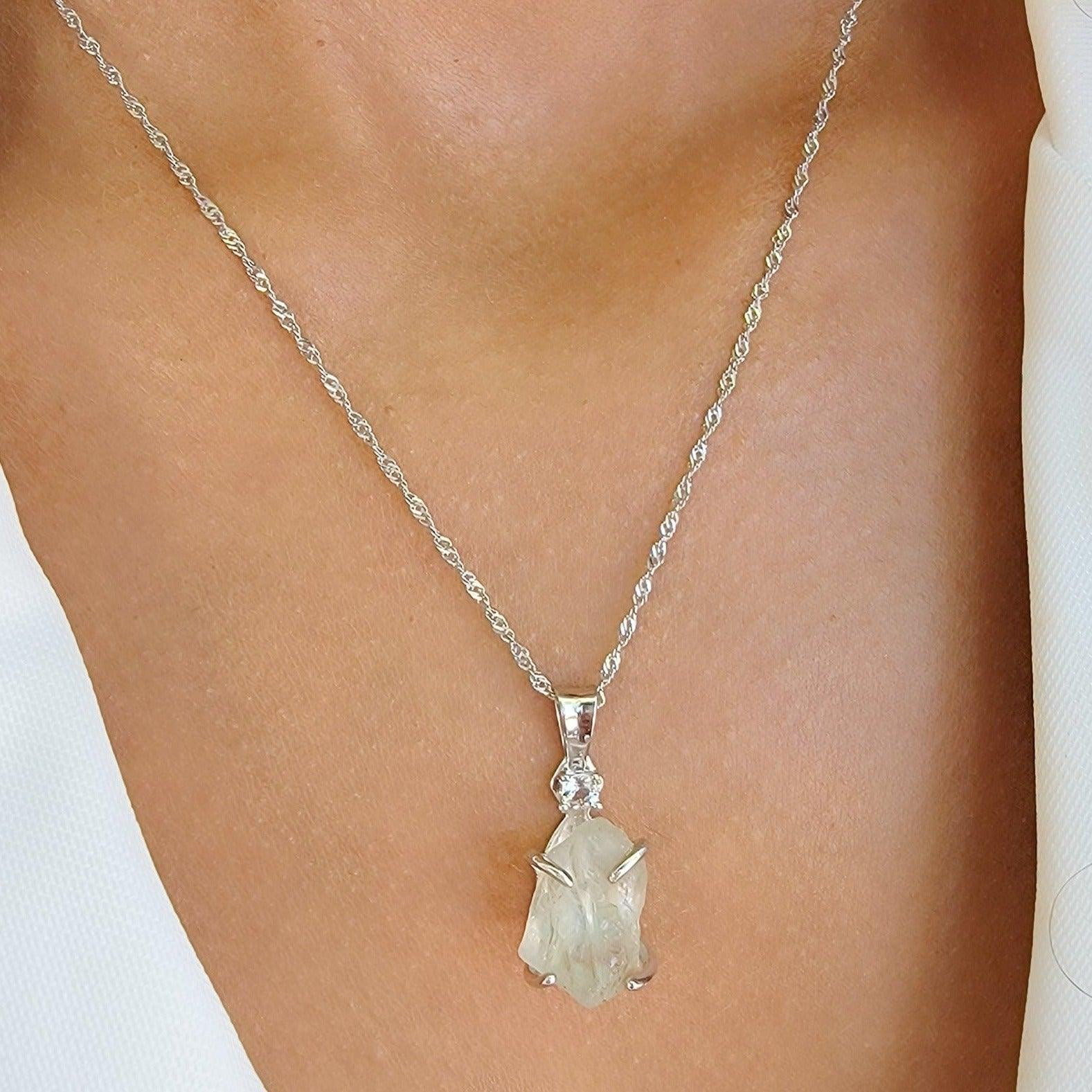 Raw Green Amethyst Necklace - Uniquelan Jewelry