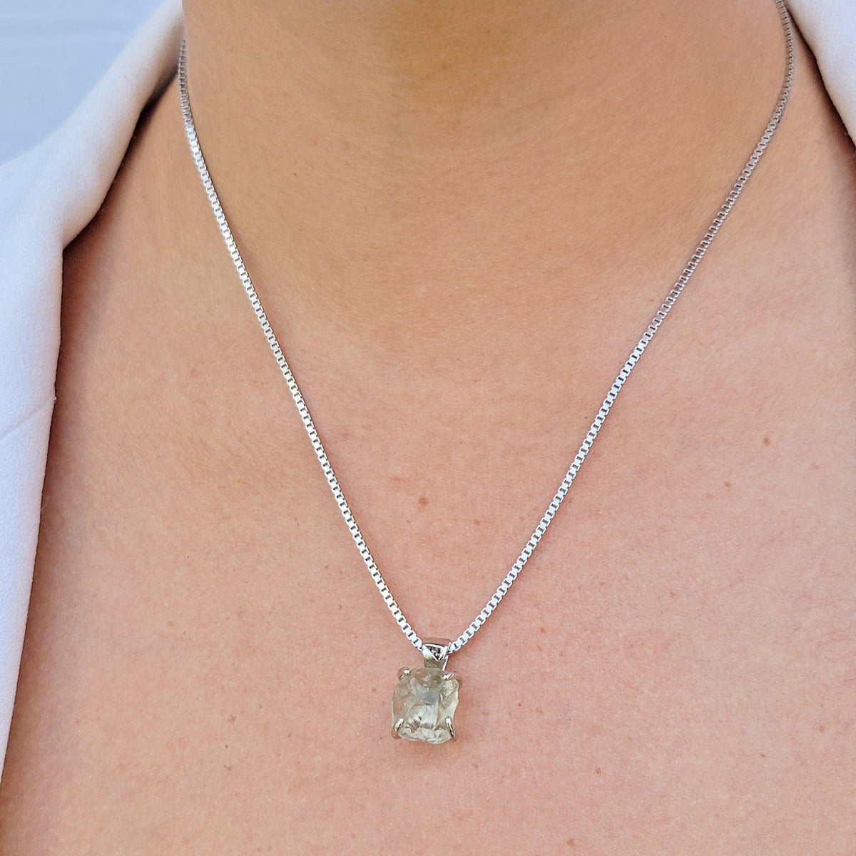 Raw Green Amethyst Necklace - Uniquelan Jewelry
