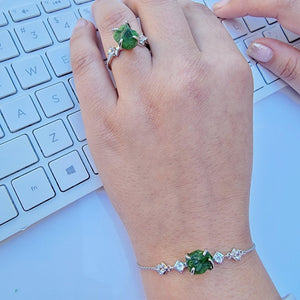Raw Green Tourmaline Bracelet Set - Uniquelan Jewelry