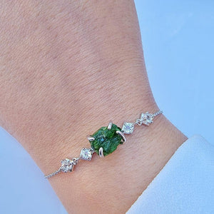 Raw Green Tourmaline Bracelet Set - Uniquelan Jewelry