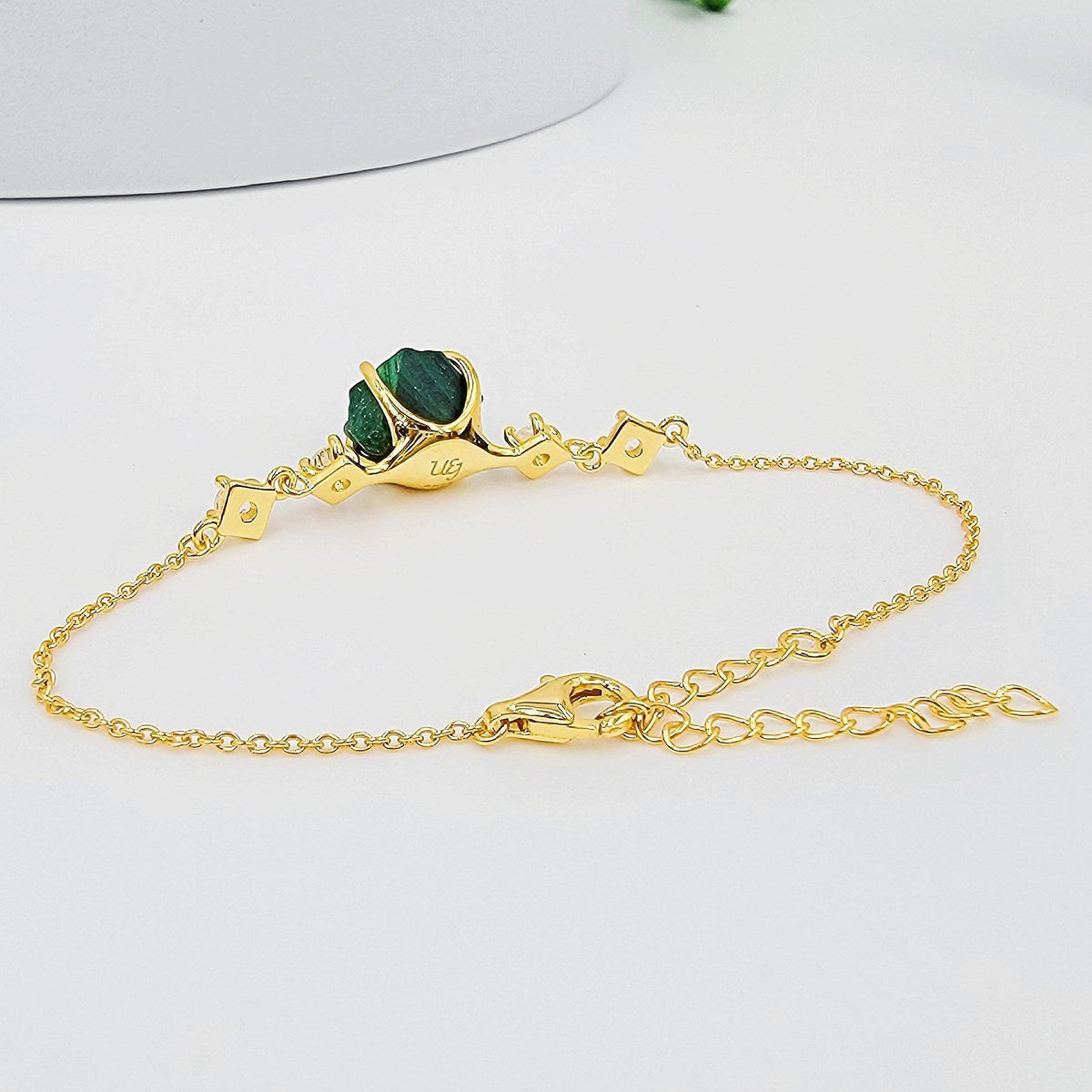 Raw Green Tourmaline Chain Bracelet - Uniquelan Jewelry