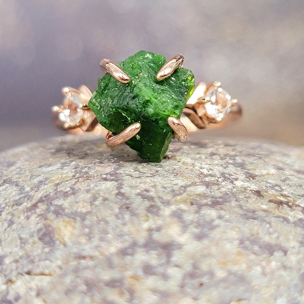 Raw Green Tourmaline Ring - Uniquelan Jewelry