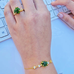 Raw Green Tourmaline Ring - Uniquelan Jewelry