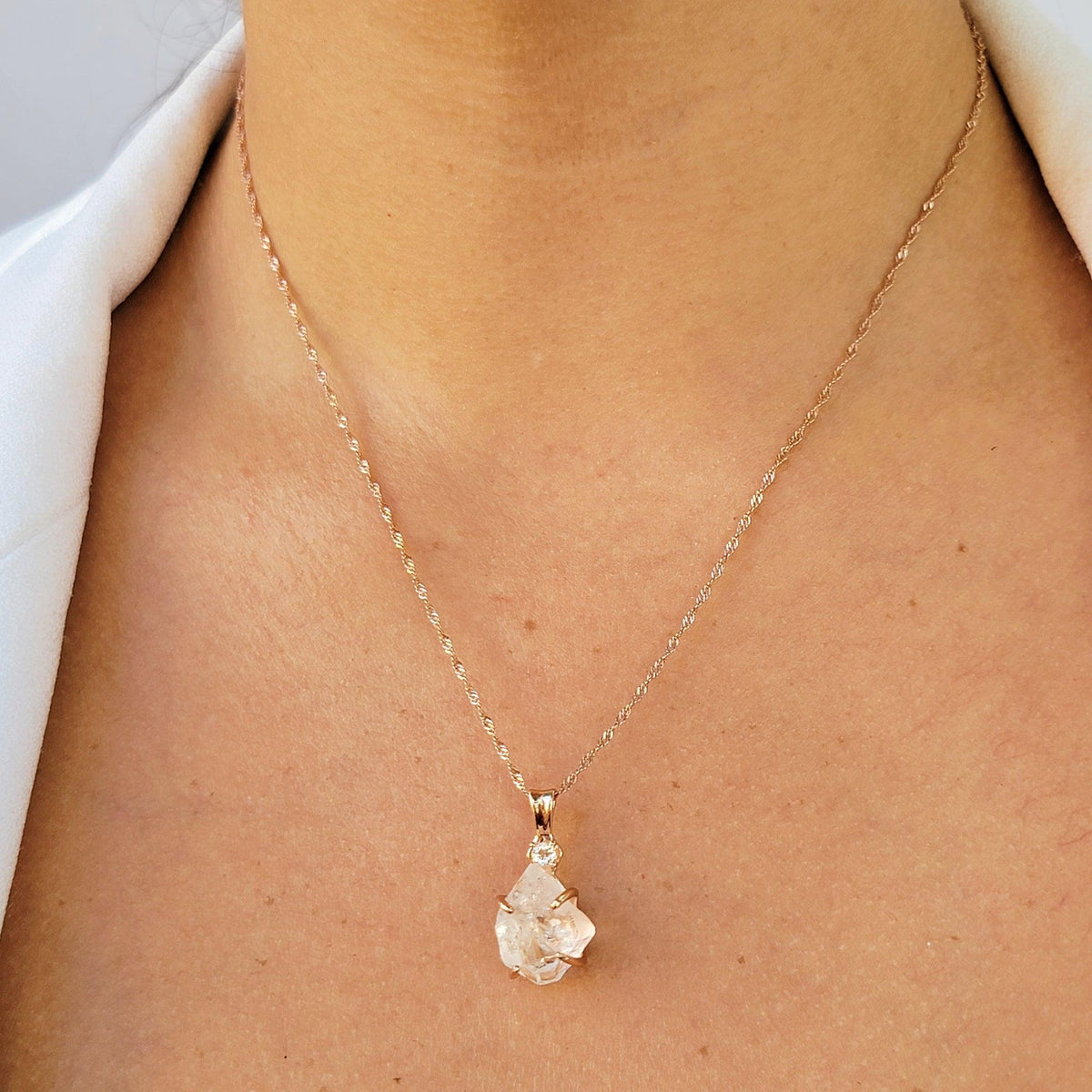 Raw Herkimer Diamond Necklace - Uniquelan Jewelry