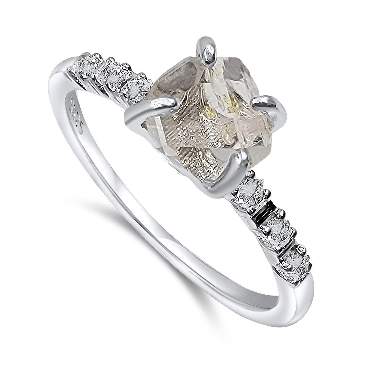 Raw Herkimer Diamond Ring Earring Set - Uniquelan Jewelry