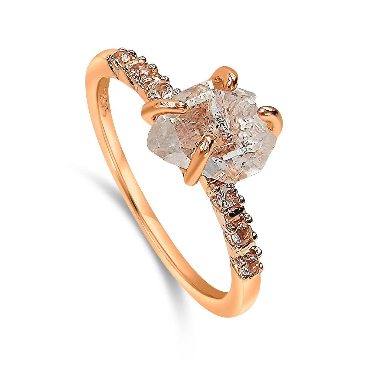 Raw Herkimer Diamond Ring - Uniquelan Jewelry