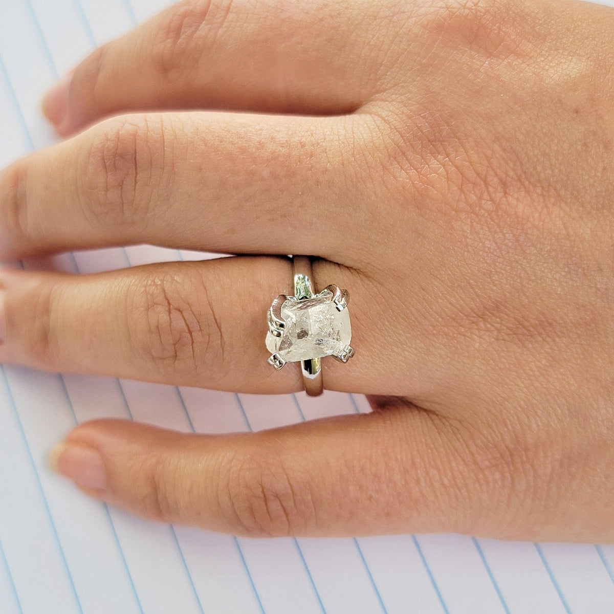 Raw Herkimer Diamond Ring - Uniquelan Jewelry