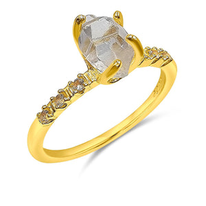 Raw Herkimer Diamond Ring - Uniquelan Jewelry