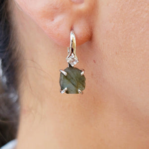 Raw Labradorite Drop Earrings - Uniquelan Jewelry