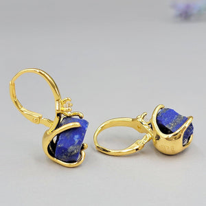 Raw Lapis Lazuli Drop Earrings - Uniquelan Jewelry