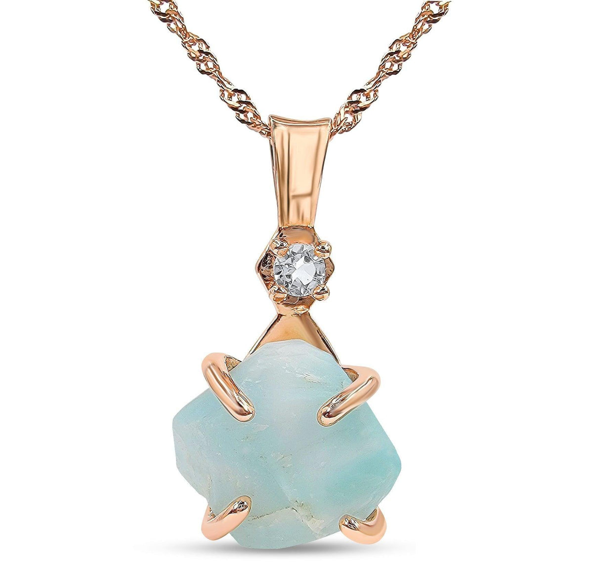 Raw Larimar and Quartz Necklace - Uniquelan Jewelry
