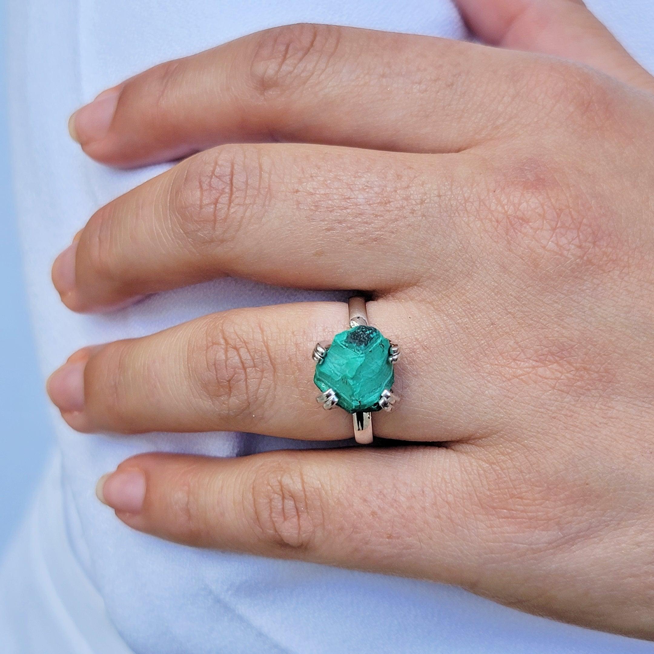 Raw Malachite Adjustable Ring