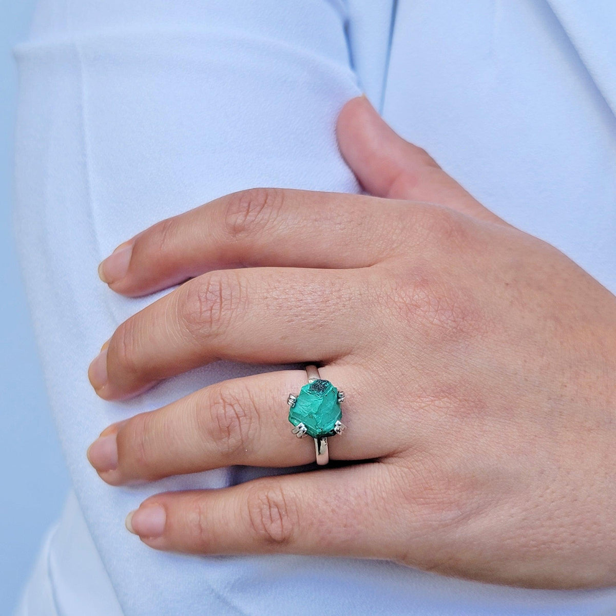 Raw Malachite Adjustable Ring - Uniquelan Jewelry