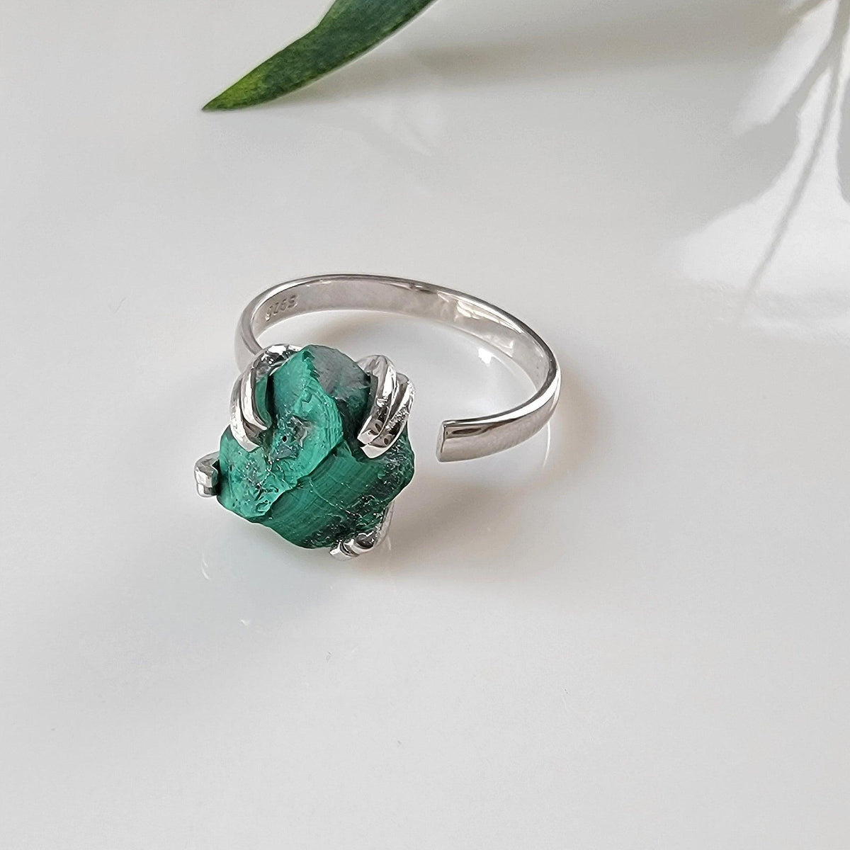 Raw Malachite Adjustable Ring - Uniquelan Jewelry
