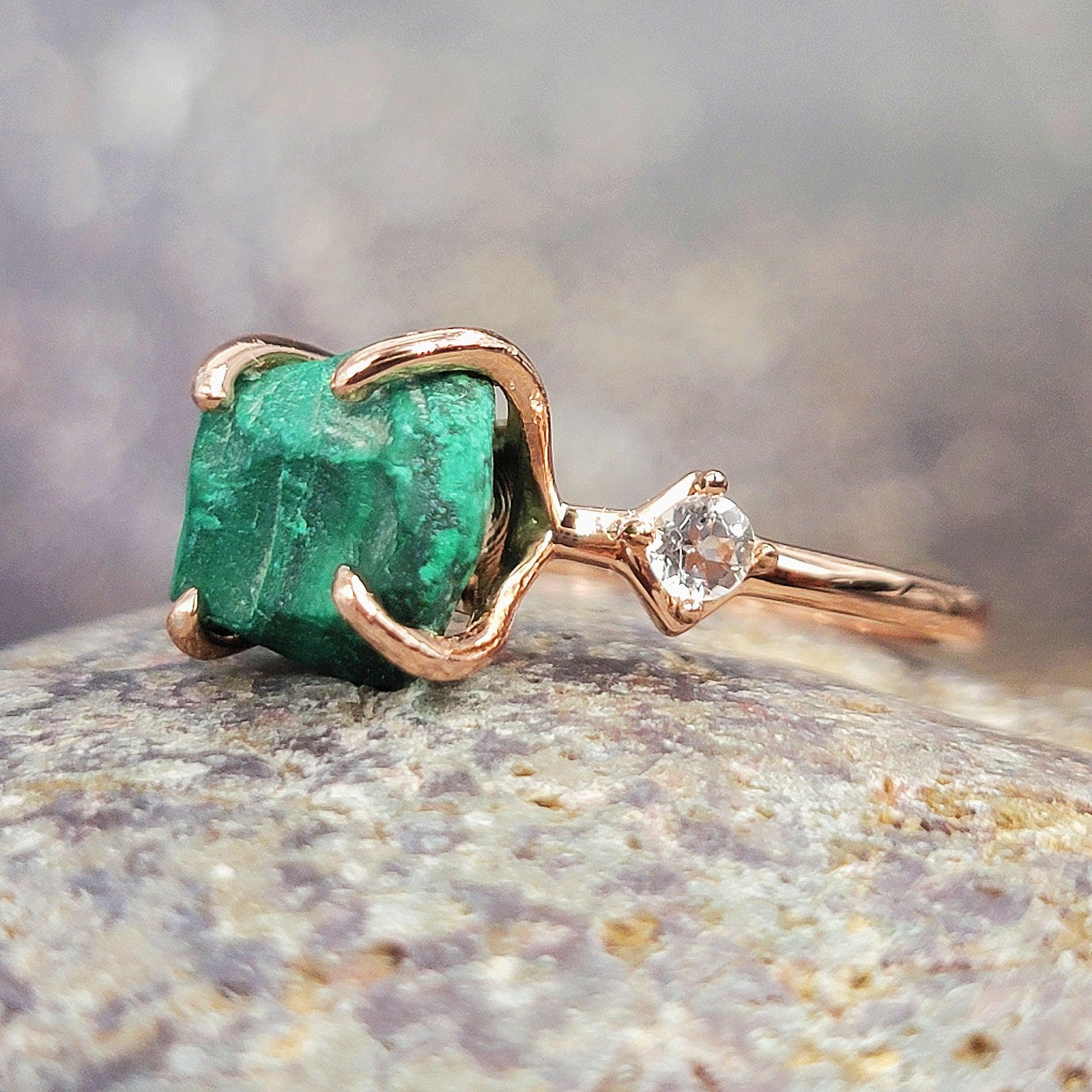 Raw malachite online ring