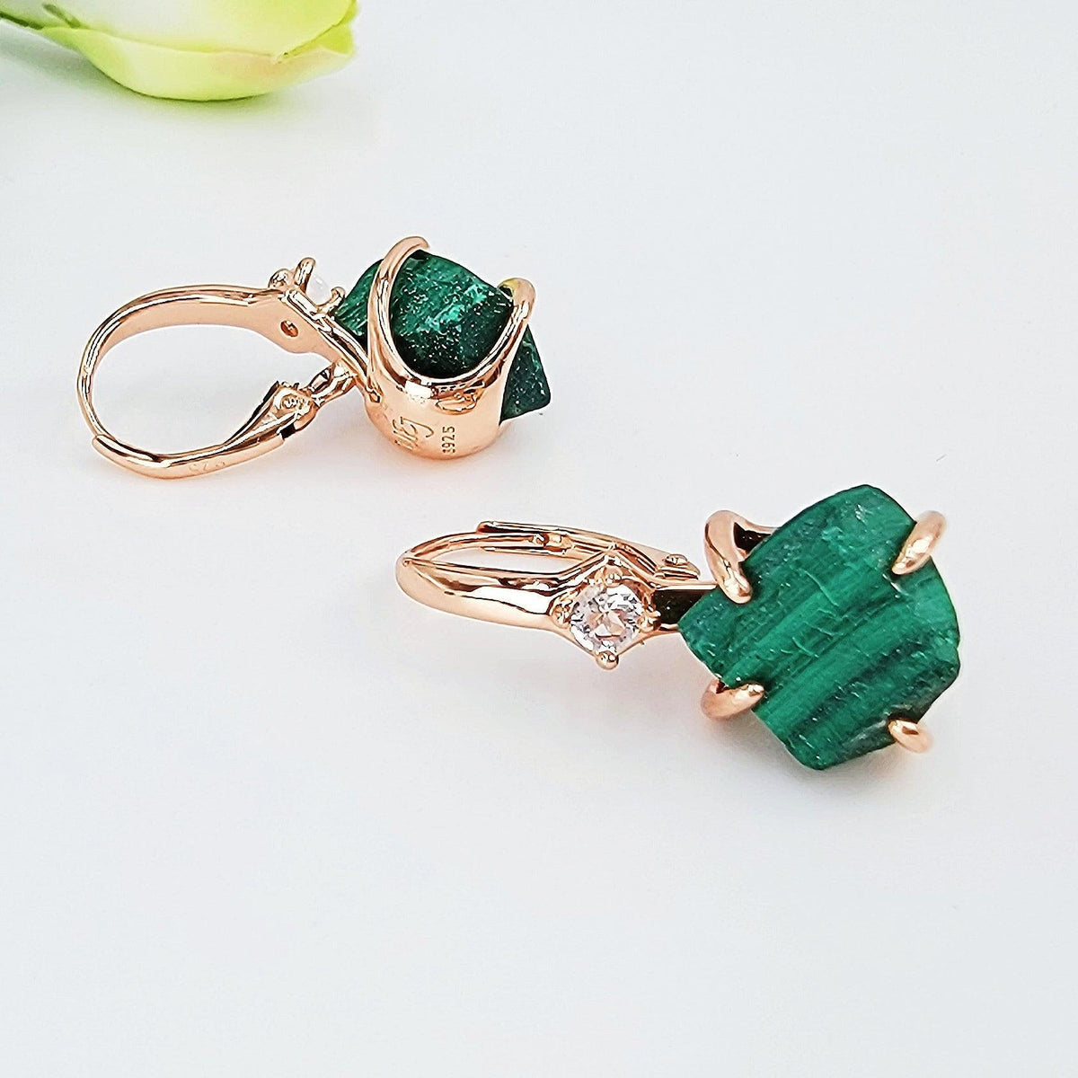 Raw Malachite Drop Earrings - Uniquelan Jewelry