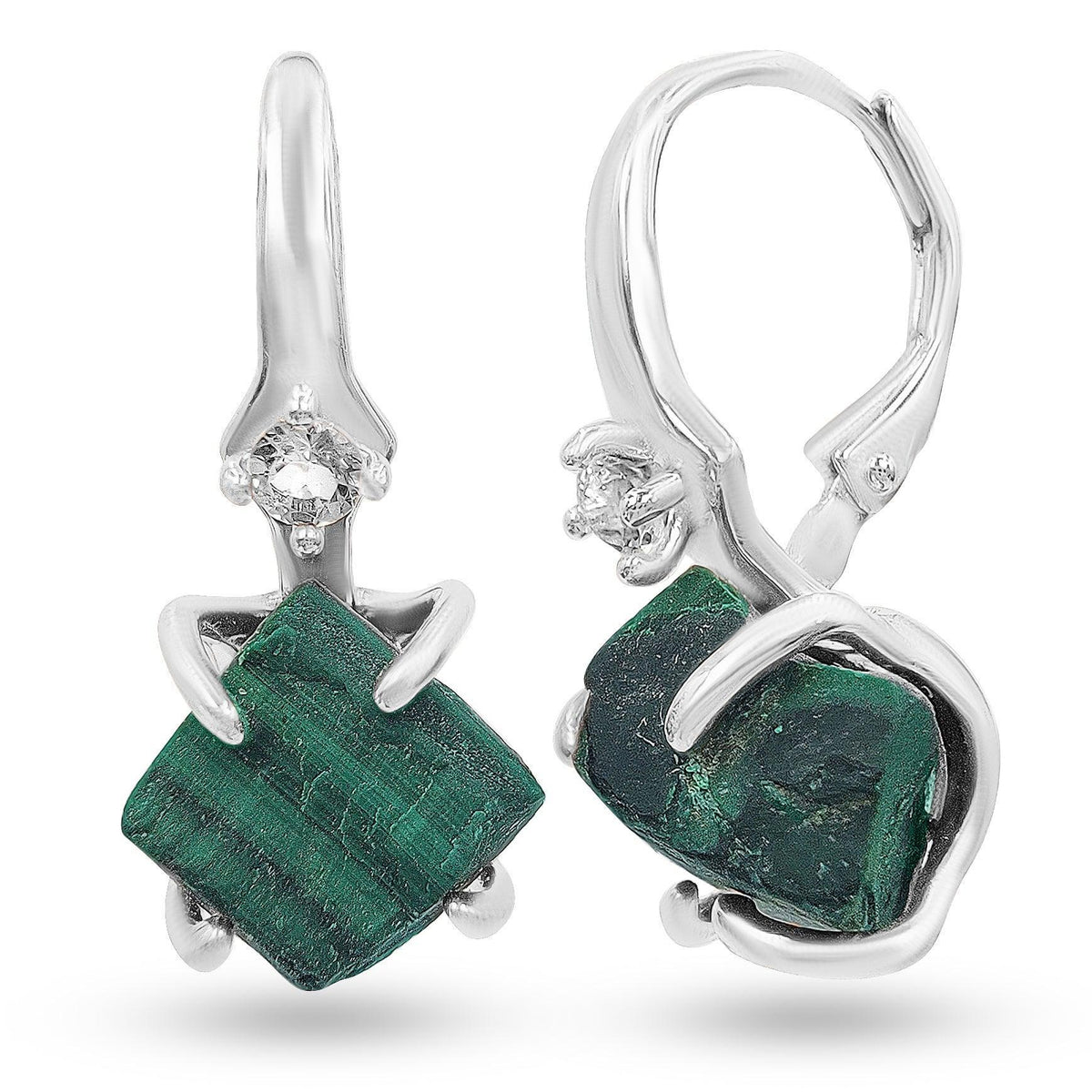 Raw Malachite Drop Earrings - Uniquelan Jewelry
