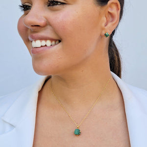 Raw Malachite Necklace and Stud Earrings Set - Uniquelan Jewelry