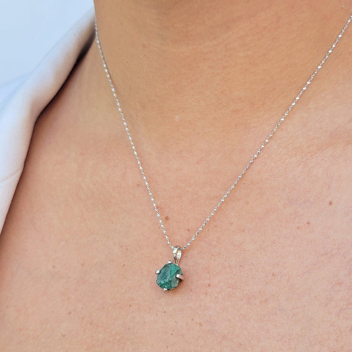 Raw Malachite Necklace and Stud Earrings Set - Uniquelan Jewelry