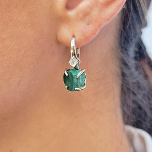 Raw Malachite Necklace Drop Earrings Set - Uniquelan Jewelry