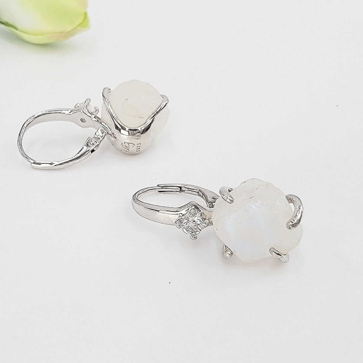 Raw Moonstone Drop Earrings - Uniquelan Jewelry