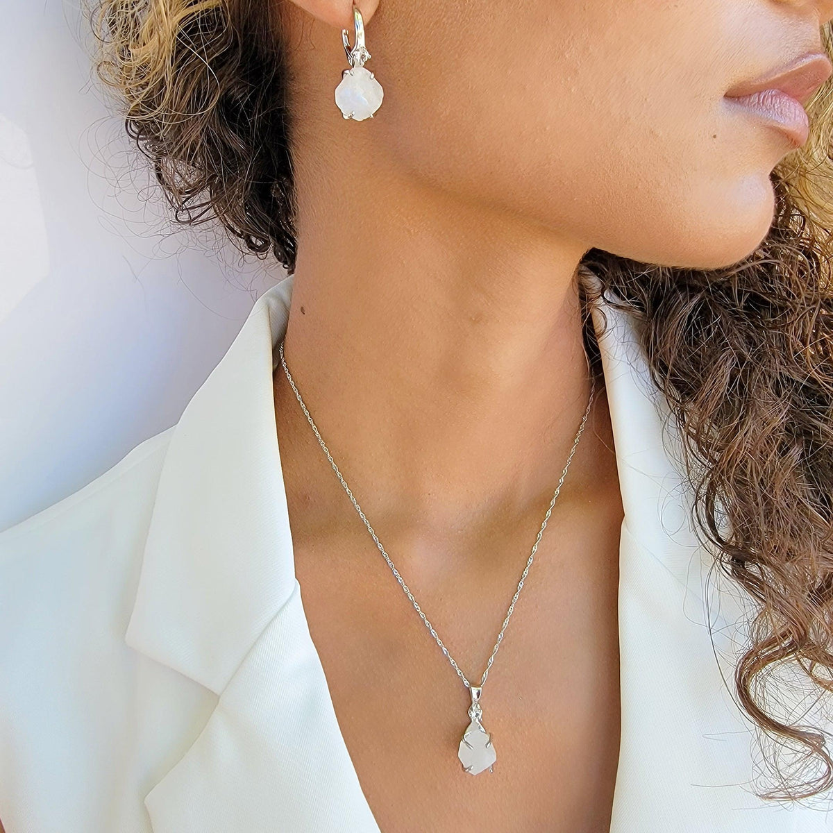 Raw Moonstone Drop Earrings - Uniquelan Jewelry