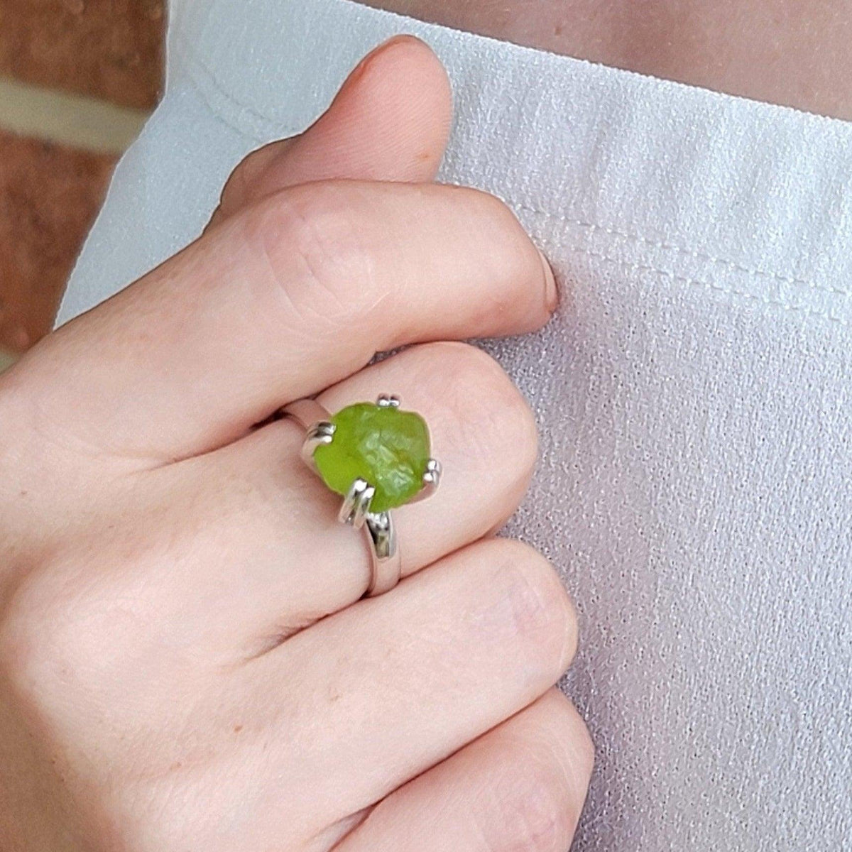 Raw Peridot Adjustable Ring - Uniquelan Jewelry