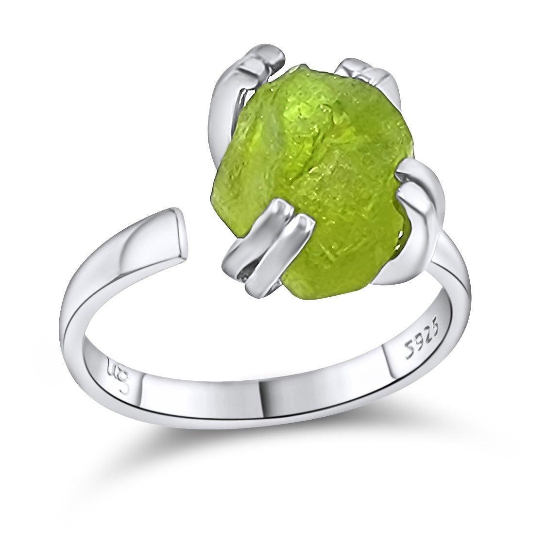 Raw Peridot Adjustable Ring - Uniquelan Jewelry