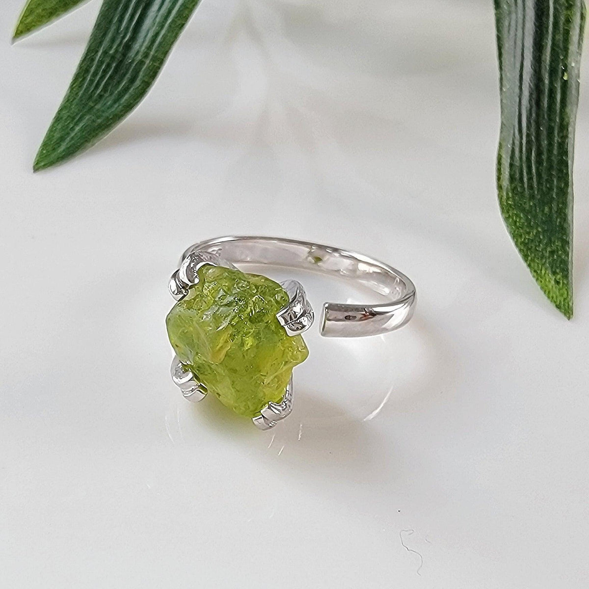 Raw Peridot Adjustable Ring - Uniquelan Jewelry