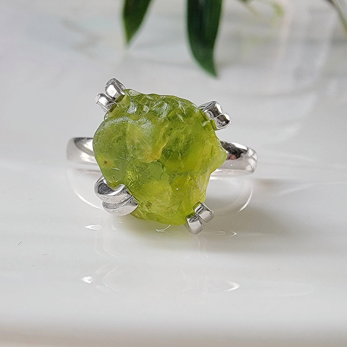Raw Peridot Adjustable Ring - Uniquelan Jewelry