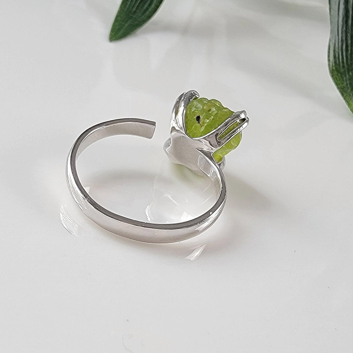Raw Peridot Adjustable Ring - Uniquelan Jewelry