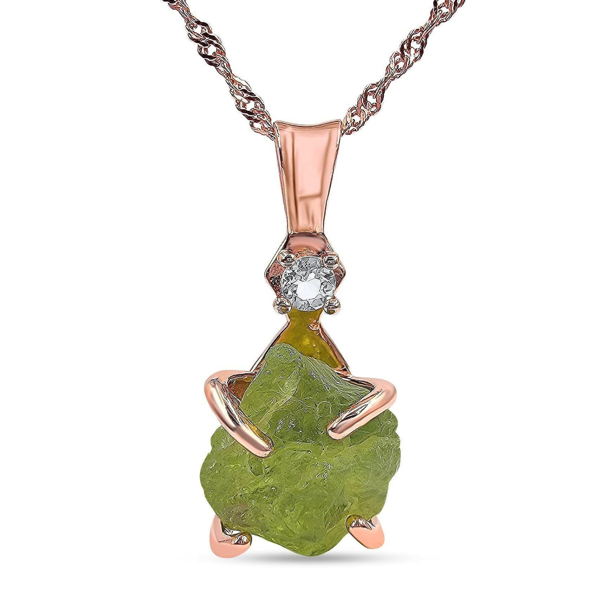Raw Peridot Crystal Necklace - Uniquelan Jewelry