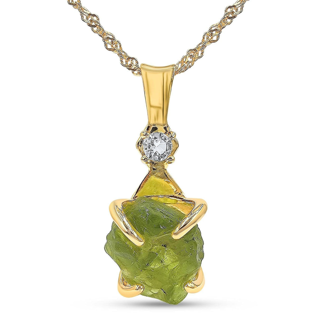 Raw Peridot Crystal Necklace - Uniquelan Jewelry