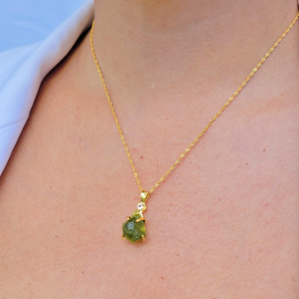 Raw Peridot Crystal Jewelry Set - Uniquelan Jewelry