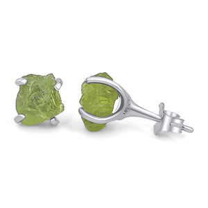 Raw Peridot Ring and Stud Earrings Set - Uniquelan Jewelry