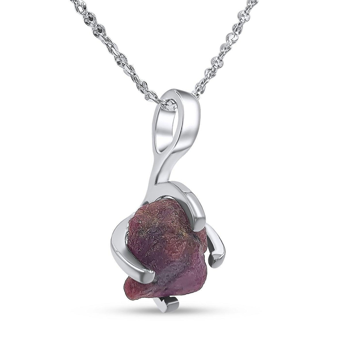 Raw Pink Sapphire Necklace - Uniquelan Jewelry