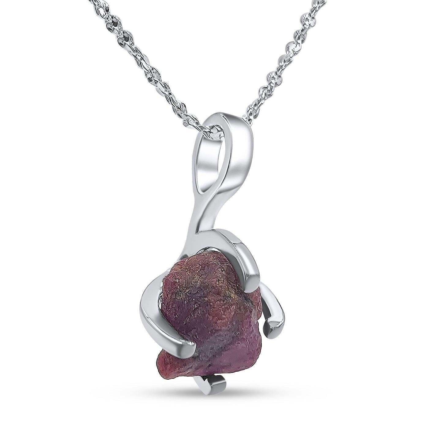Raw Pink Sapphire Necklace - Uniquelan Jewelry