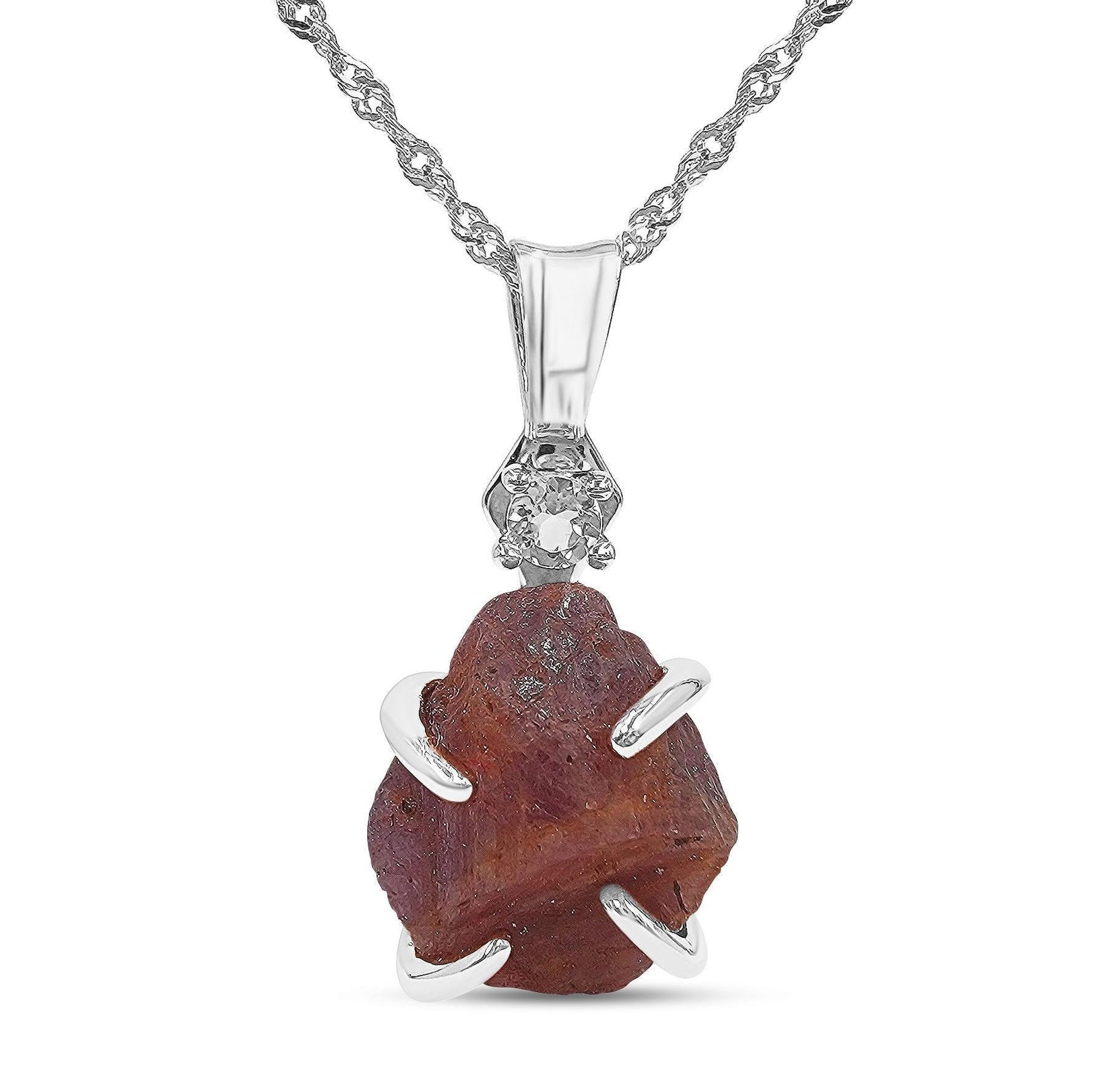 Raw Pink Sapphire Necklace - Uniquelan Jewelry