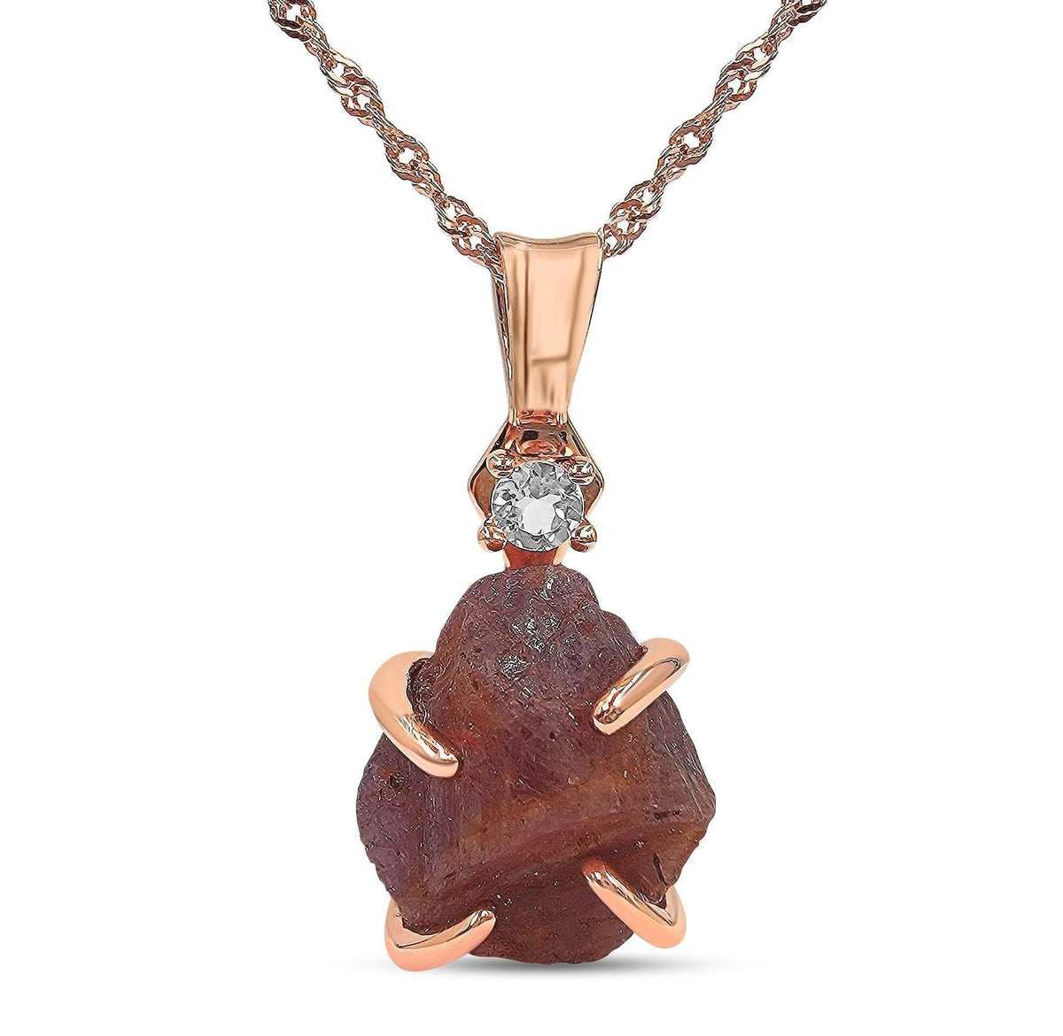 Raw Pink Sapphire Necklace - Uniquelan Jewelry
