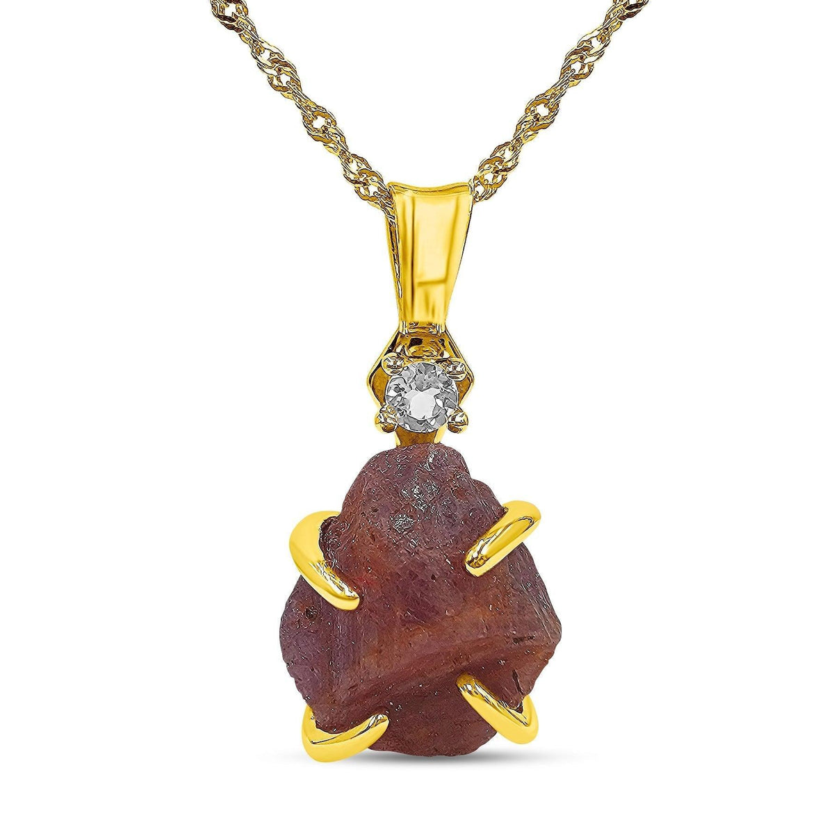 Raw Pink Sapphire Necklace - Uniquelan Jewelry
