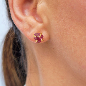 Raw pink Sapphire Stud Earrings - Uniquelan Jewelry