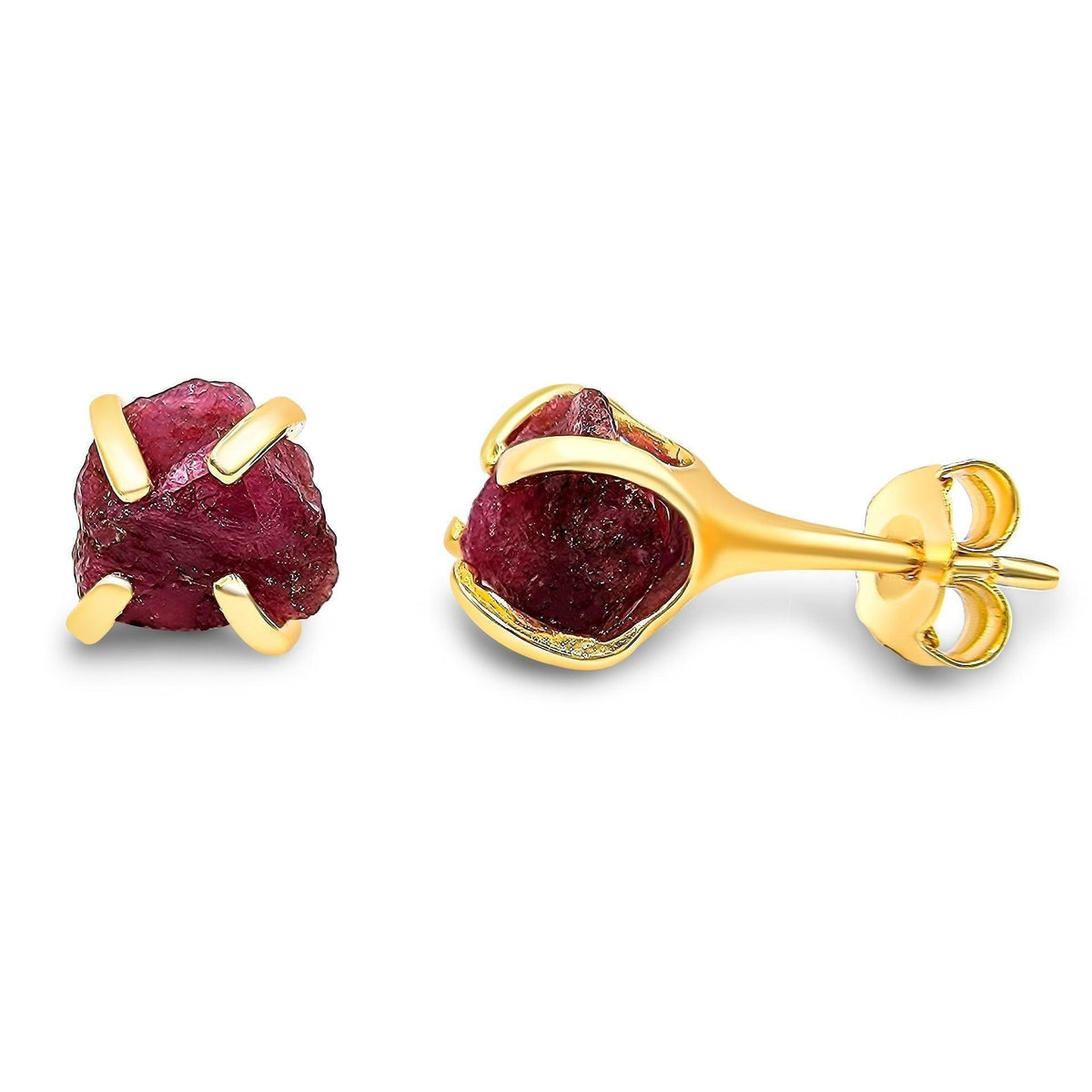 Raw pink Sapphire Stud Earrings - Uniquelan Jewelry
