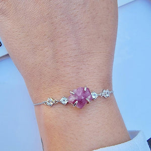 Raw Pink Tourmaline Bracelet - Uniquelan Jewelry