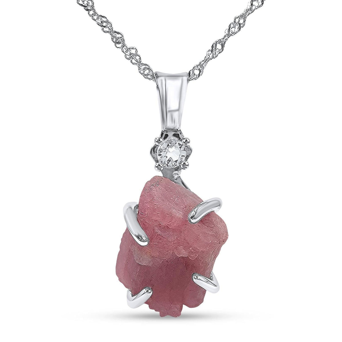 Raw Pink Tourmaline Necklace - Uniquelan Jewelry